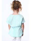 Girls\' blouse with ties, white and mint NDZ8200 - Online store - Boutique